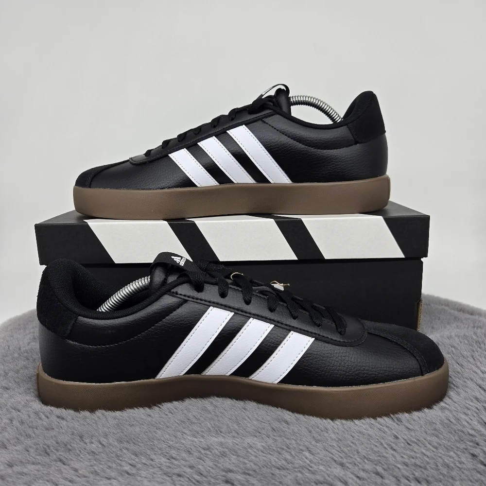 New adidas Vl Court 3.0 Core Black Cloud White Gum Men's Shoes Size 13